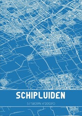 Blueprint of the map of Schipluiden located in Zuid-Holland the Netherlands.