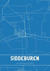 Blueprint of the map of Siddeburen located in Groningen the Netherlands.