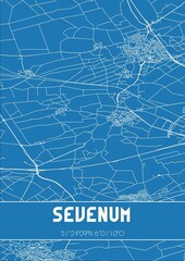 Blueprint of the map of Sevenum located in Limburg the Netherlands.