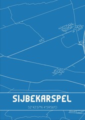 Blueprint of the map of Sijbekarspel located in Noord-Holland the Netherlands.