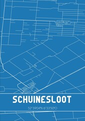 Blueprint of the map of Schuinesloot located in Overijssel the Netherlands.