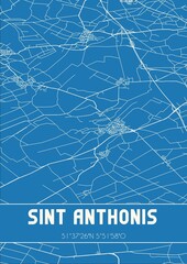 Blueprint of the map of Sint Anthonis located in Noord-Brabant the Netherlands.