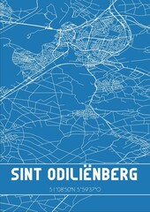 Blueprint of the map of Sint Odiliënberg located in Limburg the Netherlands.
