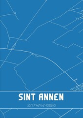 Blueprint of the map of Sint Annen located in Groningen the Netherlands.