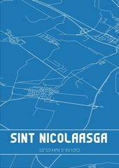 Blueprint of the map of Sint Nicolaasga located in Fryslan the Netherlands.