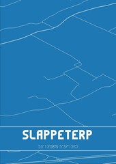 Blueprint of the map of Slappeterp located in Fryslan the Netherlands.