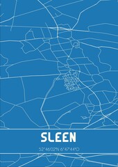 Blueprint of the map of Sleen located in Drenthe the Netherlands.