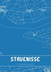 Blueprint of the map of Stavenisse located in Zeeland the Netherlands.