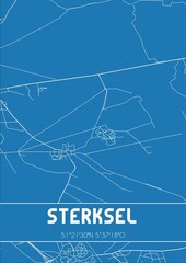 Blueprint of the map of Sterksel located in Noord-Brabant the Netherlands.