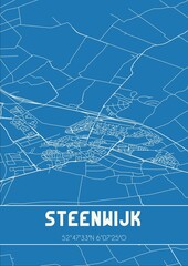 Blueprint of the map of Steenwijk located in Overijssel the Netherlands.