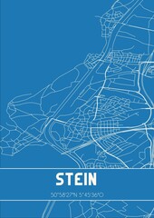Blueprint of the map of Stein located in Limburg the Netherlands.