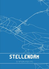 Blueprint of the map of Stellendam located in Zuid-Holland the Netherlands.