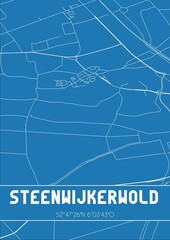 Blueprint of the map of Steenwijkerwold located in Overijssel the Netherlands.