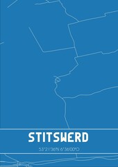 Blueprint of the map of Stitswerd located in Groningen the Netherlands.