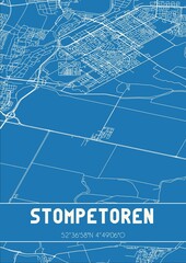 Blueprint of the map of Stompetoren located in Noord-Holland the Netherlands.
