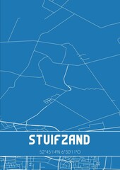 Blueprint of the map of Stuifzand located in Drenthe the Netherlands.