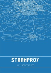 Blueprint of the map of Stramproy located in Limburg the Netherlands.
