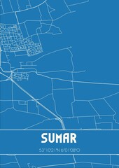 Blueprint of the map of Sumar located in Fryslan the Netherlands.