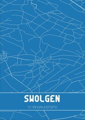 Blueprint of the map of Swolgen located in Limburg the Netherlands.