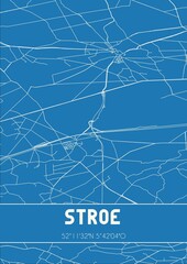 Blueprint of the map of Stroe located in Gelderland the Netherlands.