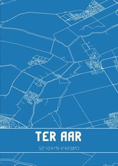 Blueprint of the map of Ter Aar located in Zuid-Holland the Netherlands.