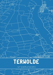 Blueprint of the map of Terwolde located in Gelderland the Netherlands.