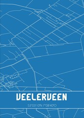 Blueprint of the map of Veelerveen located in Groningen the Netherlands.