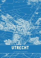 Blueprint of the map of Utrecht located in Utrecht the Netherlands.
