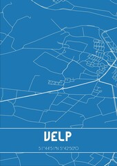 Blueprint of the map of Velp located in Noord-Brabant the Netherlands.