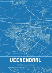 Blueprint of the map of Veenendaal located in Utrecht the Netherlands.