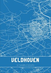 Blueprint of the map of Veldhoven located in Noord-Brabant the Netherlands.