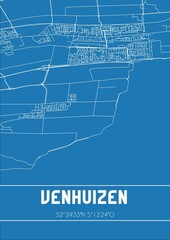 Blueprint of the map of Venhuizen located in Noord-Holland the Netherlands.