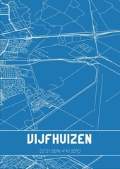 Blueprint of the map of Vijfhuizen located in Noord-Holland the Netherlands.