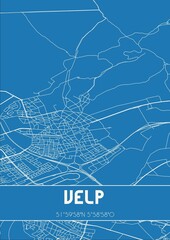Blueprint of the map of Velp located in Gelderland the Netherlands.