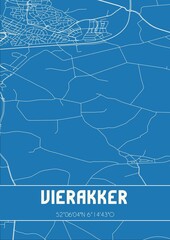 Blueprint of the map of Vierakker located in Gelderland the Netherlands.