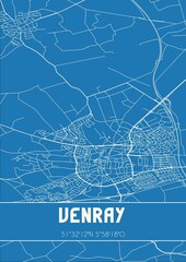 Blueprint of the map of Venray located in Limburg the Netherlands.
