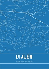 Blueprint of the map of Vijlen located in Limburg the Netherlands.