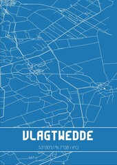 Blueprint of the map of Vlagtwedde located in Groningen the Netherlands.