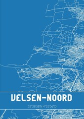 Blueprint of the map of Velsen-Noord located in Noord-Holland the Netherlands.