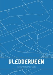 Blueprint of the map of Vledderveen located in Drenthe the Netherlands.