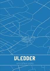 Blueprint of the map of Vledder located in Drenthe the Netherlands.