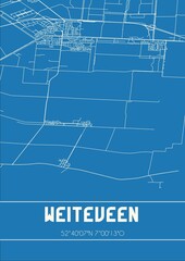 Blueprint of the map of Weiteveen located in Drenthe the Netherlands.