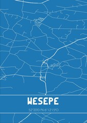 Blueprint of the map of Wesepe located in Overijssel the Netherlands.