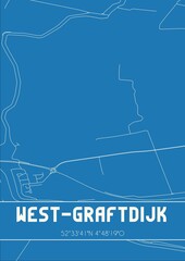 Blueprint of the map of West-Graftdijk located in Noord-Holland the Netherlands.