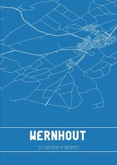 Blueprint of the map of Wernhout located in Noord-Brabant the Netherlands.