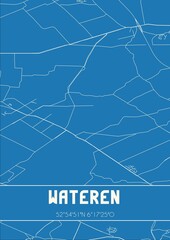 Blueprint of the map of Wateren located in Drenthe the Netherlands.