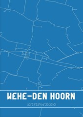 Blueprint of the map of Wehe-den Hoorn located in Groningen the Netherlands.