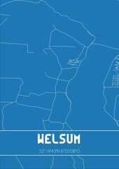Blueprint of the map of Welsum located in Overijssel the Netherlands.