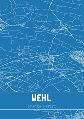 Blueprint of the map of Wehl located in Gelderland the Netherlands.