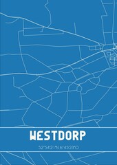 Blueprint of the map of Westdorp located in Drenthe the Netherlands.